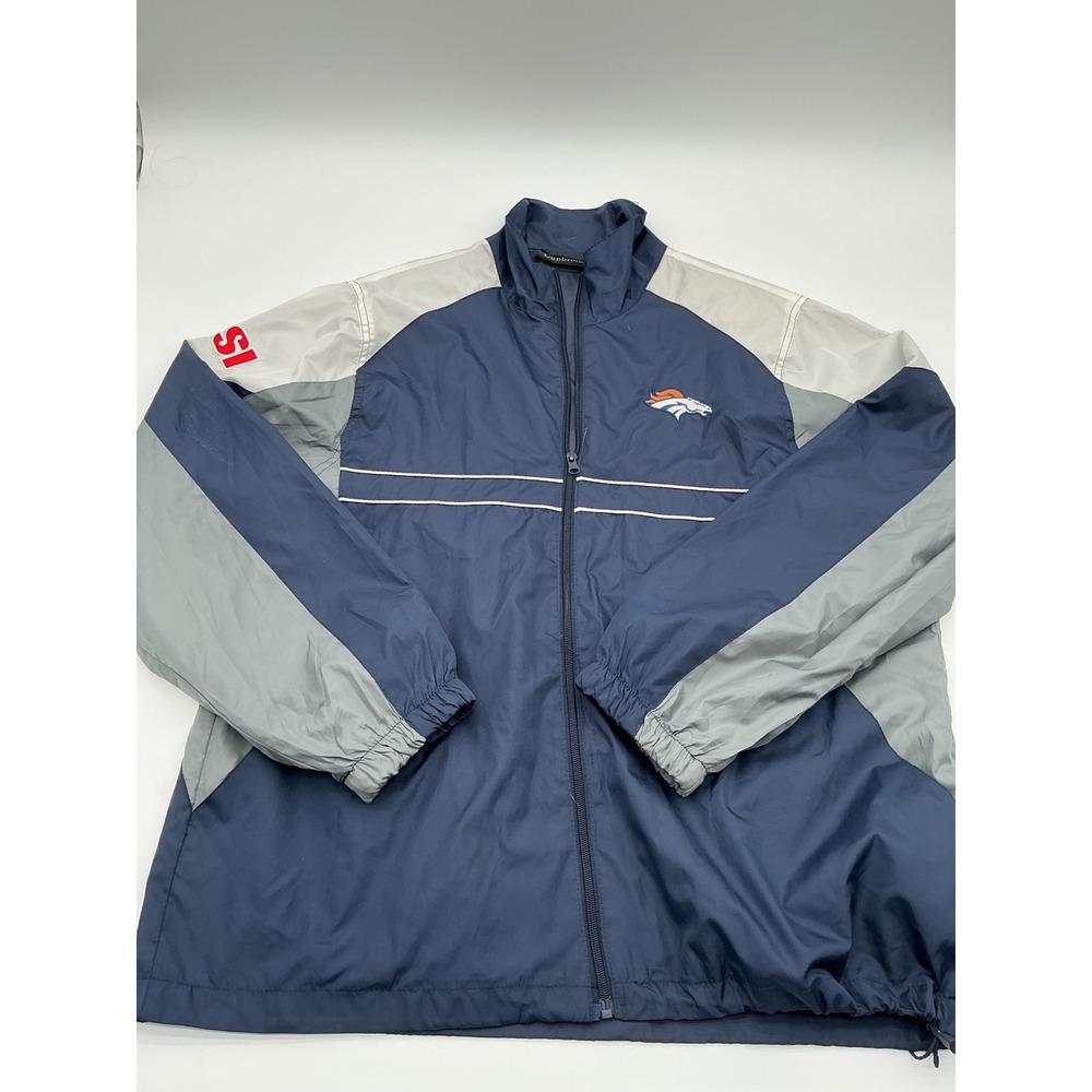 Dunbrooke‎ Denver Broncos Windbreaker Mens XL Navy Blue Full Zip Jacket